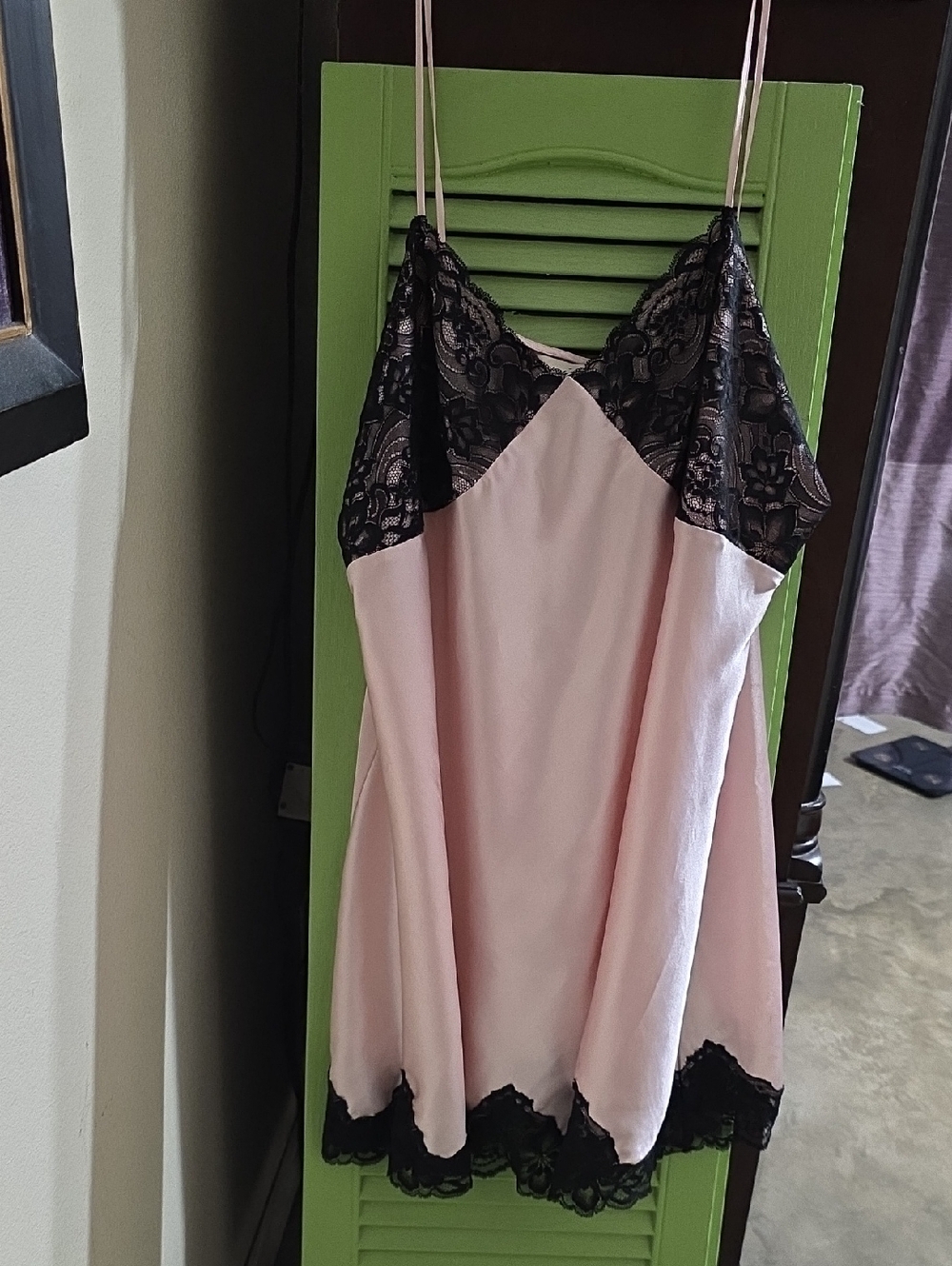 Lane Bryant Pink Chemise with Black Lace Trim